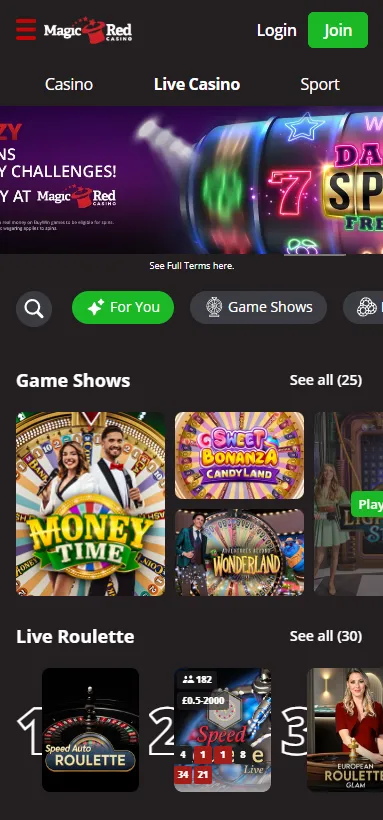 Magic red live casino
