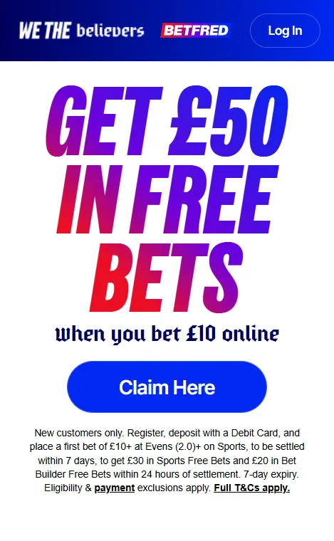 Betfred: the best bet £10 get £50 offer overall