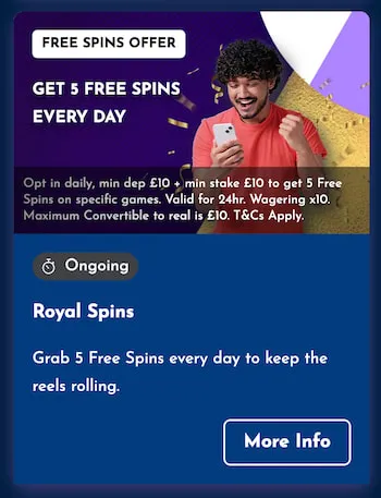 Daily free spins at the Vic