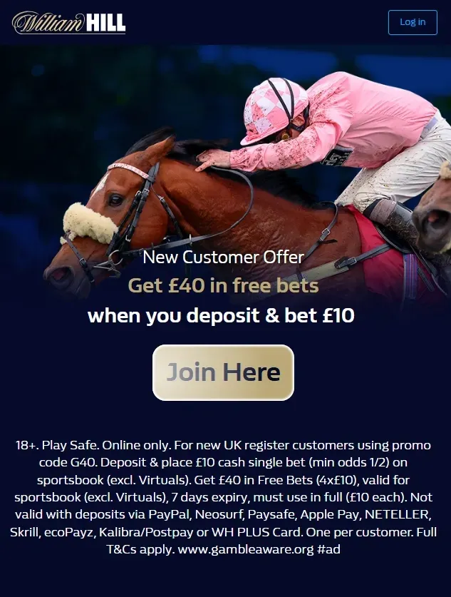 William hill sign up offer, depositing with Boku via Neteller