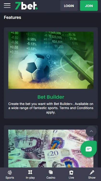7bet review - bet builder and other special features
