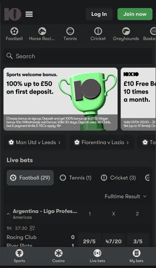 10bet home screenshot 2026