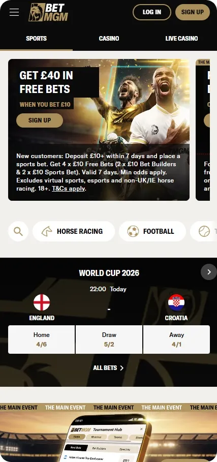Betmgm world cup welcome offer and odds on England vs Croatia 