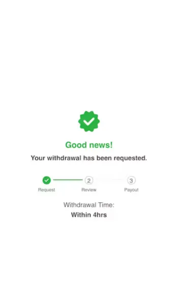 Coral withdrawal time and success message