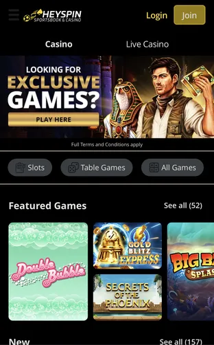 Hey Spin mobile screenshot 2026