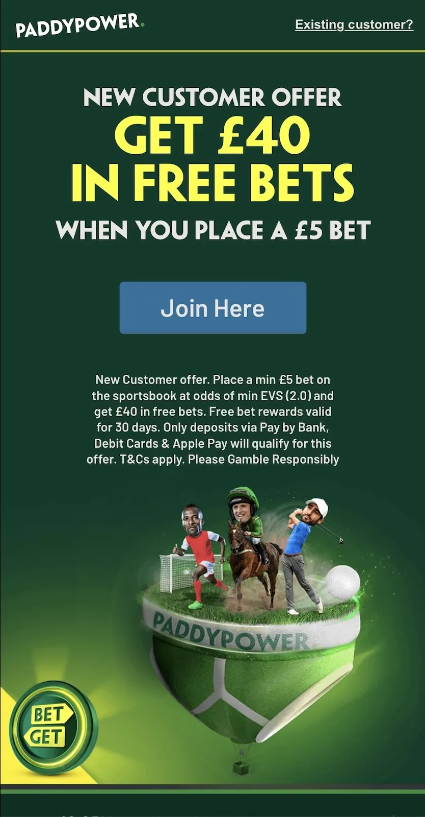 Paddy Power sports welcome offer 2026