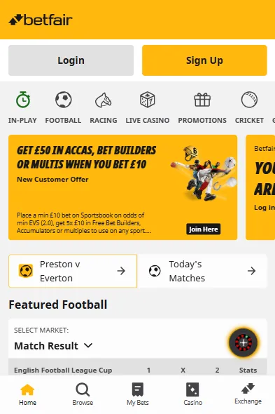 Betfair’s welcome offer