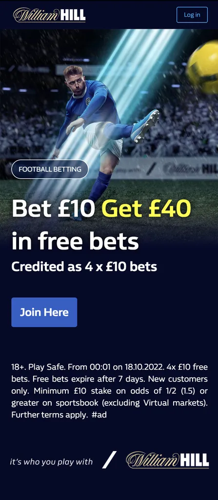 William hill promo code: £40 in free football bets