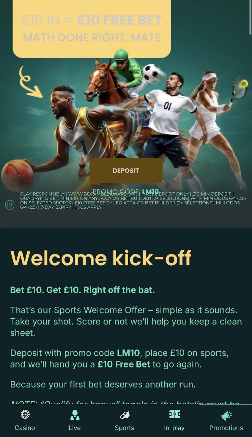 LuckyMate welcome offer for sports 2026