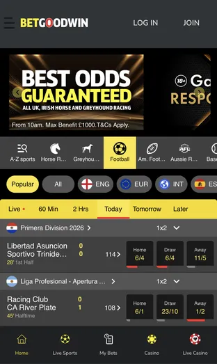 BetGoodwin home screenshot 2026