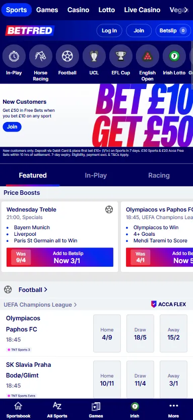 Betfred sports betting markets