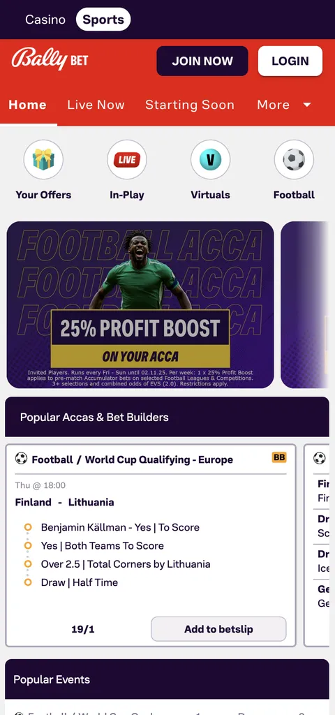 Bally bet sports betting markets