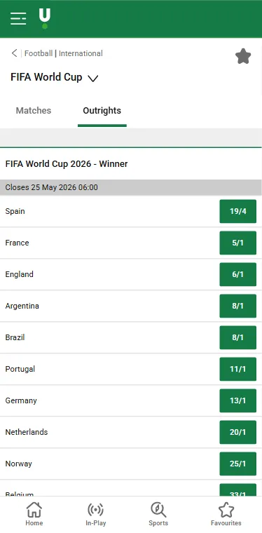 Fifa 2026 world cup betting markets on unibet 