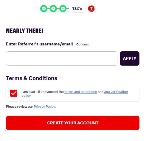 Bally bet referral sign-up process