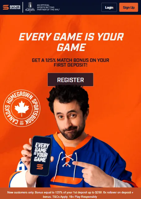 125 percent deposit match up to 3000 at Sports interaction canada