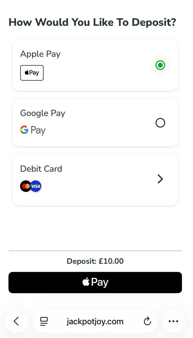 jackpotjoy deposit methods