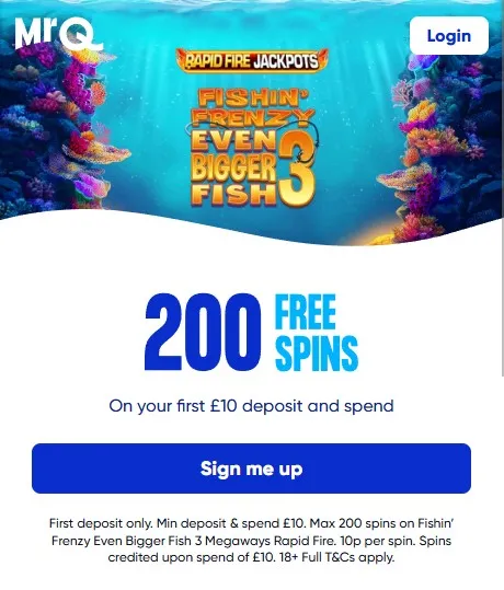 mrq 200 free spins welcome casino offer