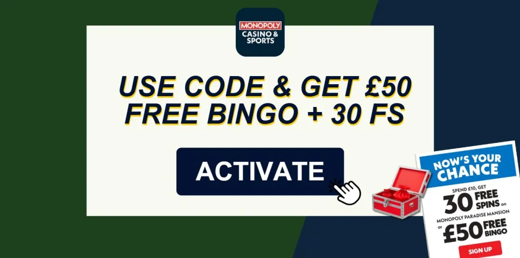 MONOPOLY Casino promo code 2025 | Get 30 free spins or £50 free bingo