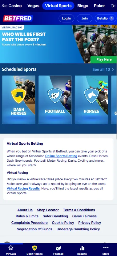 Betfred virtual sports betting markets