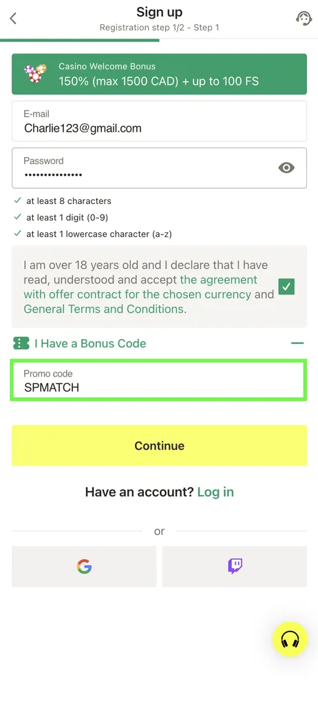 Parimatch bonus code canada 2025
