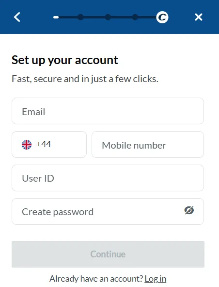 Step 2: Register your account at the Coral casino. It's fast, secure and in just a few clicks.