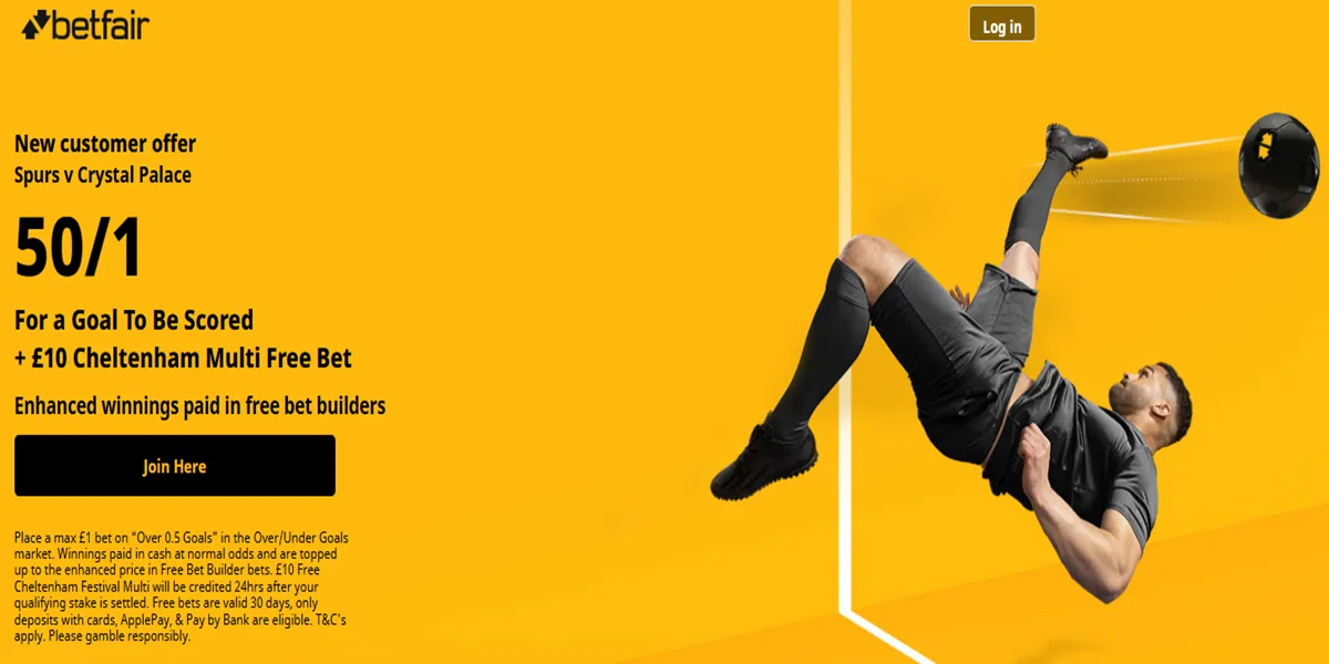 Betfair promo offer for Spurs vs Crystal Palace