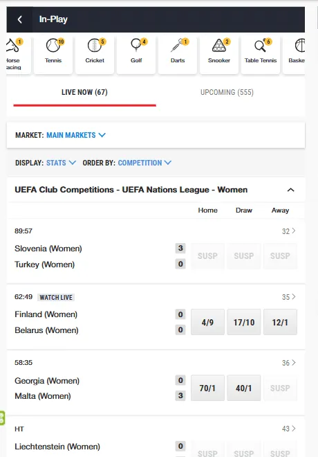 Live betting at Ladbrokes