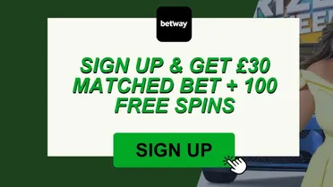 Betway sign up offer: Get £30 matched free bet + 100 free spins