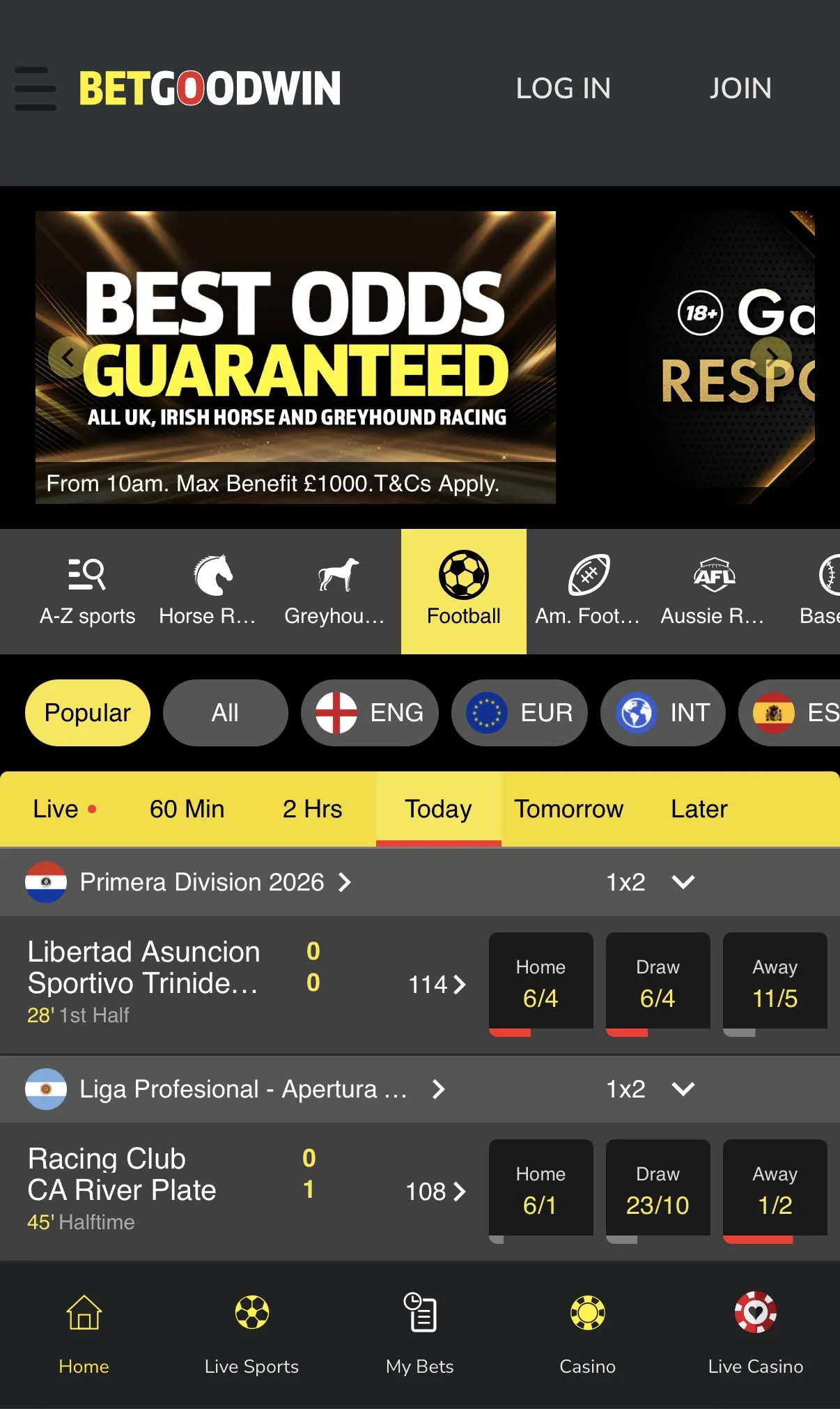 BetGoodwin home screenshot 2026