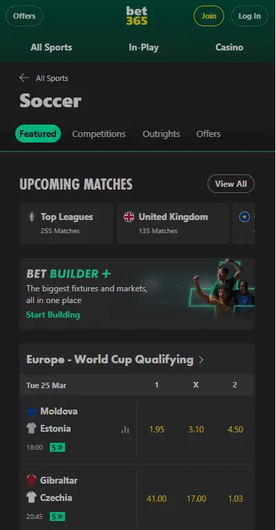 bet365 app review showcasing the app's interface