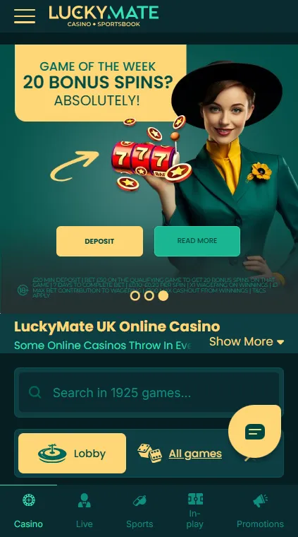 Luckymate casino - mobile first with games of the week and bonus spins