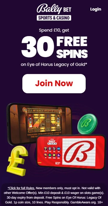 bally bet promo code: casino offer, get 30 free spins