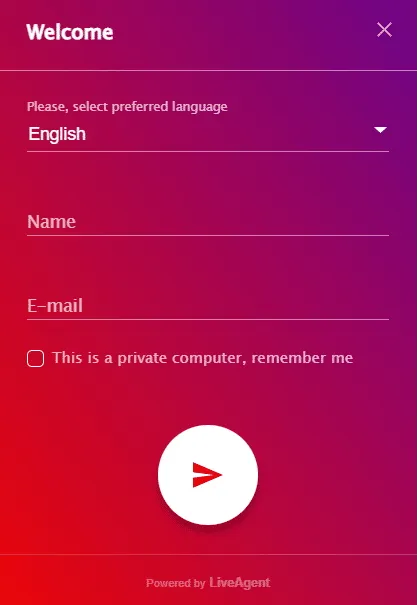 TonyBet live chat screen