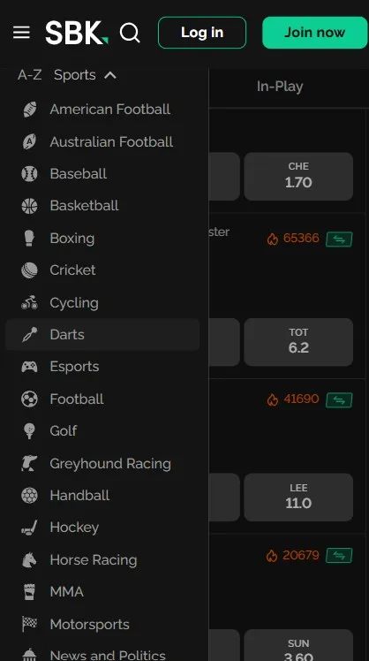 sbk review, mobile site screenshot