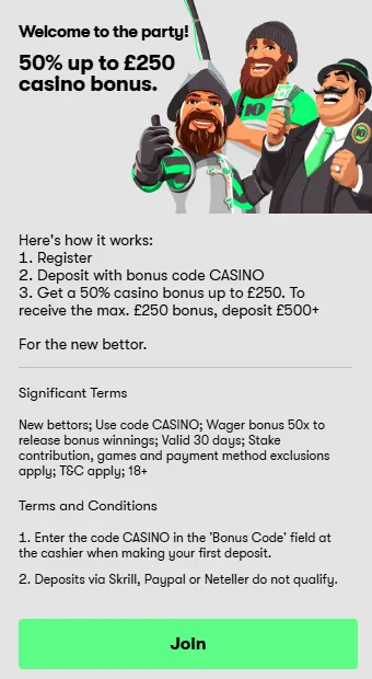 The 10Bet online casino: 50% up to £250 casino bonus