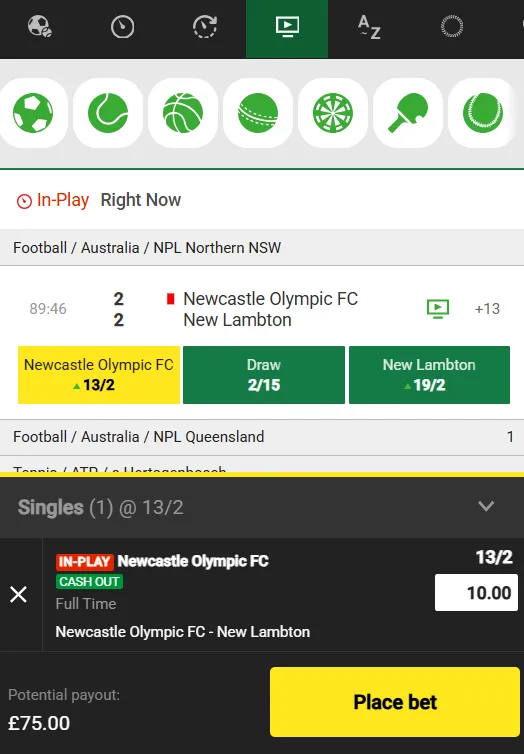 unibet live betting & streaming