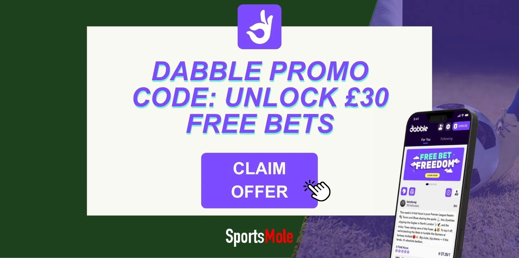 Dabble promo code 2026: Bet £10, get £10 in free bets