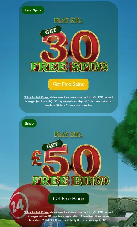 Rainbow Riches Casino promo code