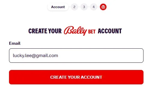 Bally bet registration process: add a valid e-mail