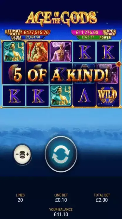 Age of the Gods progressive slot by Playtech on mobile