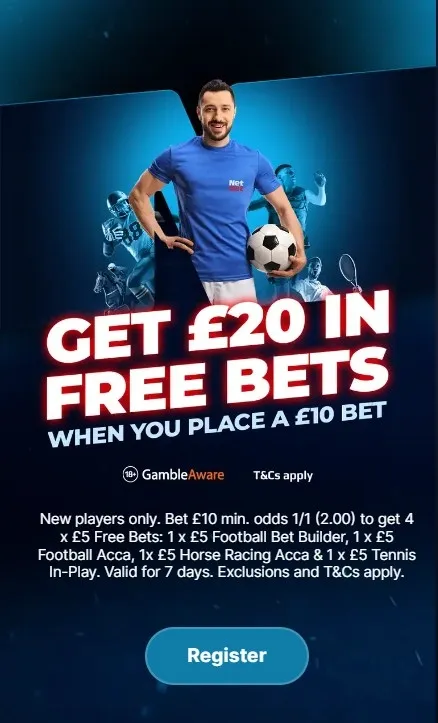 Netbet sign up sports offer: Get £20 in free bets, mobile screenshot