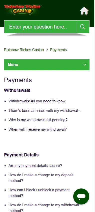 Rainbow Riches deposit methods troubleshooting guide