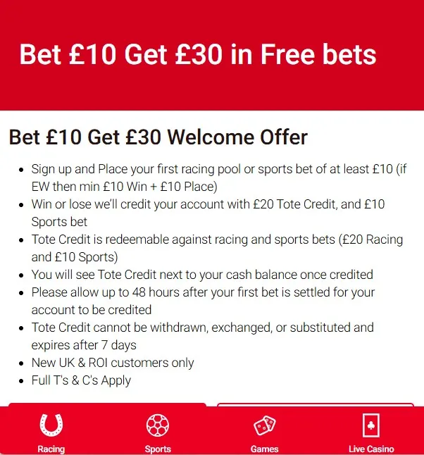 tote free bets