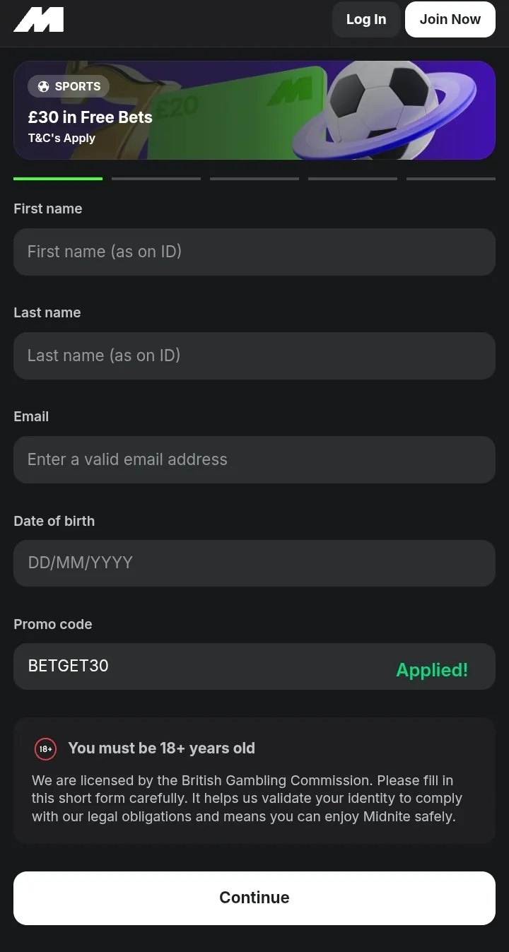 mindite  promo code and registration form, sports welcome offer: get £30 in free bets when you bet £10