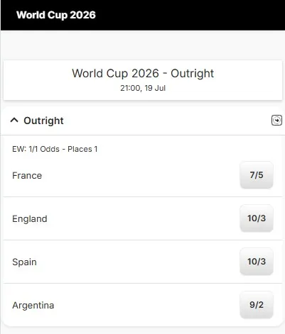 ladbrokes world cup 2026 betting odds, outright, semi-finals