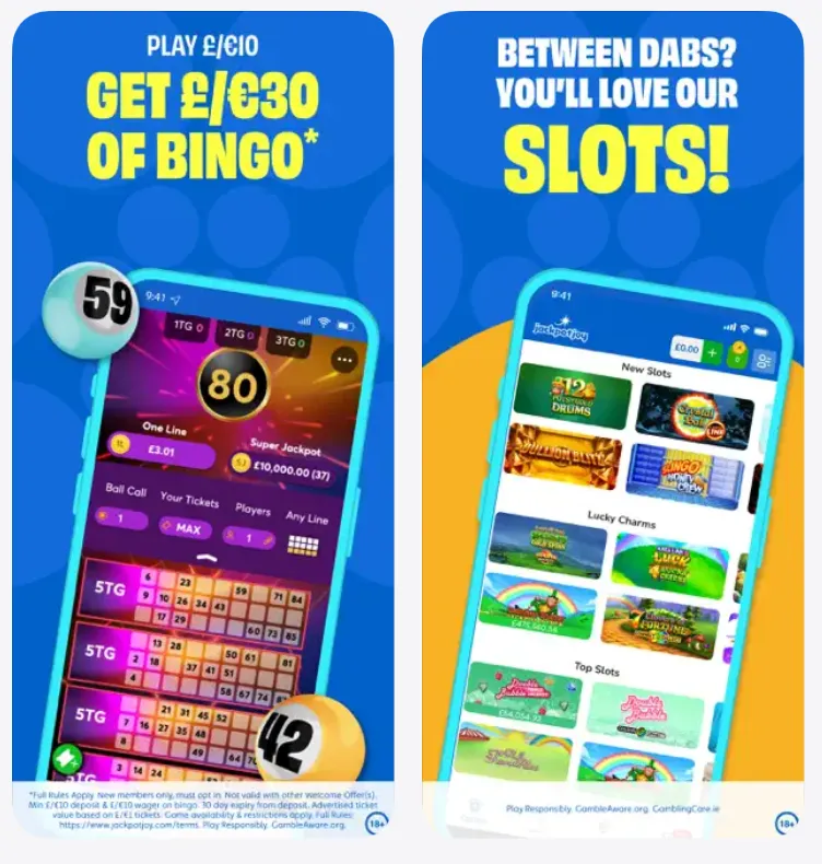 jackpotjoy mobile welcome offer & slots selection