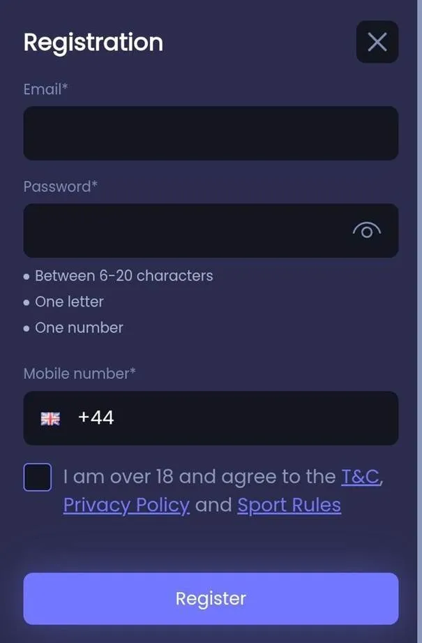 21luckybet registration form for new customers