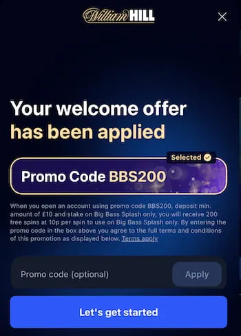 William Hill casino promo code