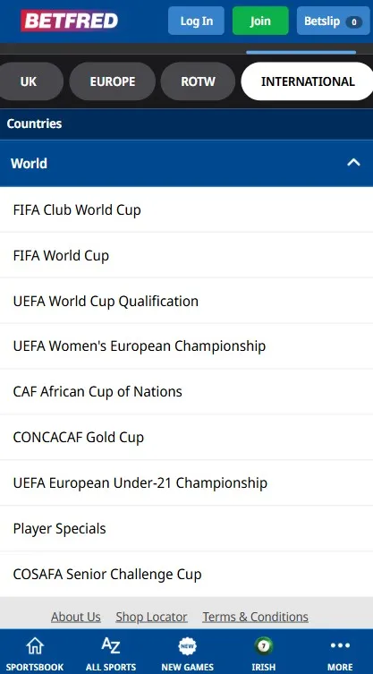 betfred football markets