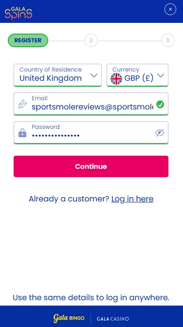 Register-account-Gala-Spins-Welcome-Offer-UK